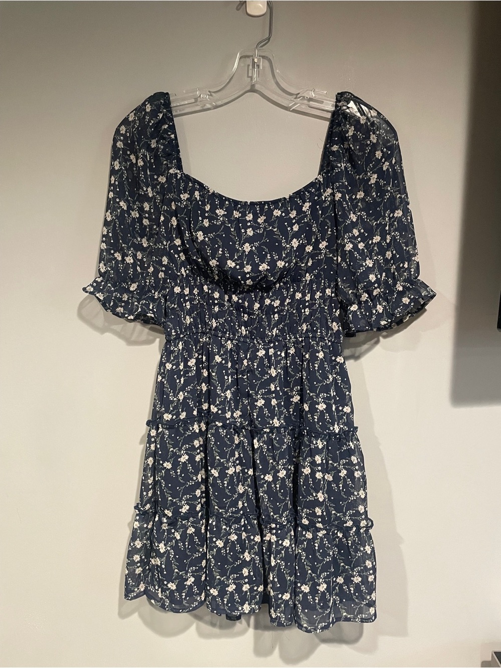 Trixxi Navy Blue Floral Print Midi Dress Boho Style Size Small - Picture 2 of 9